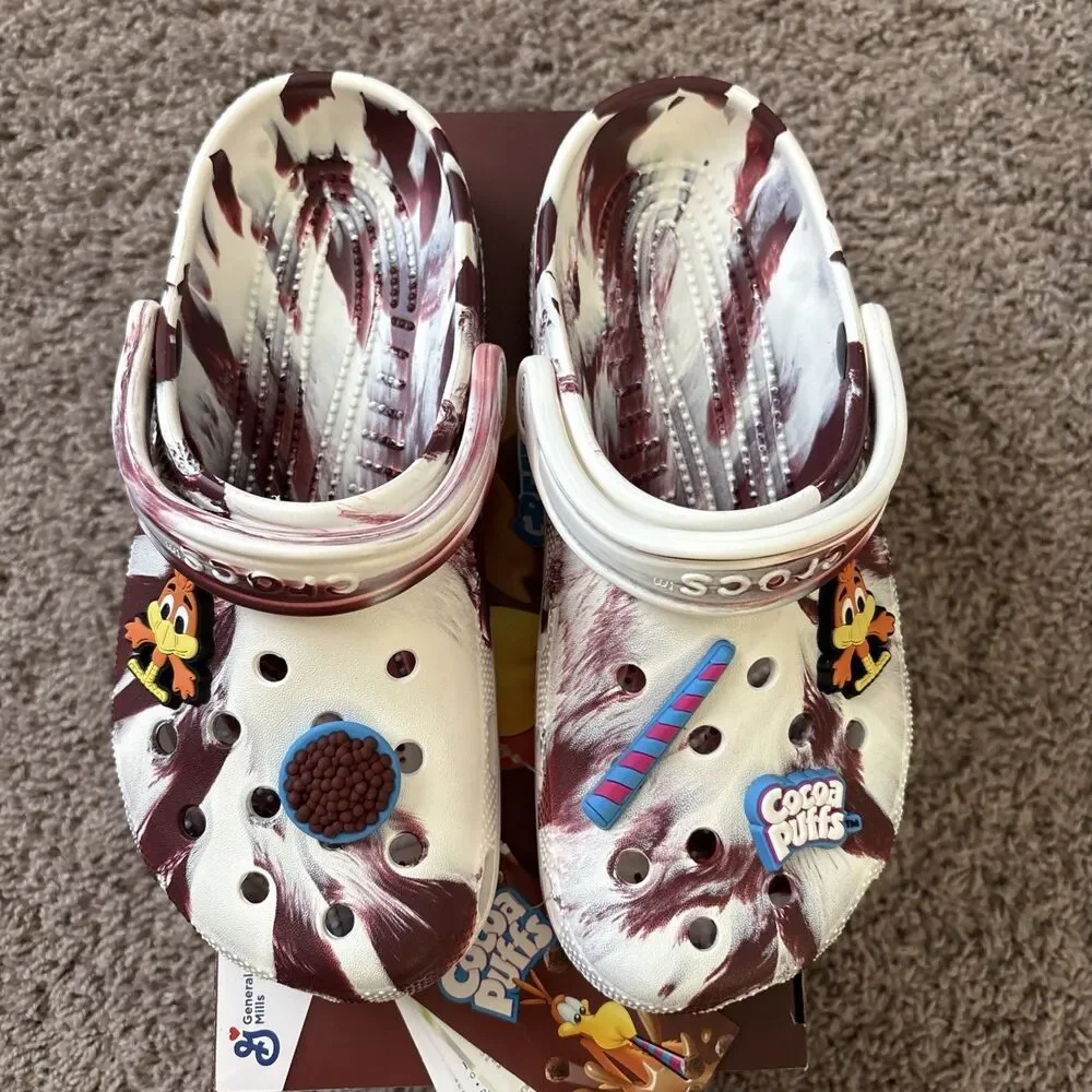 Crocs x Cocoa Puffs Classic Clogs Kids J6 Women's 7.5 Collaboration New Brown
